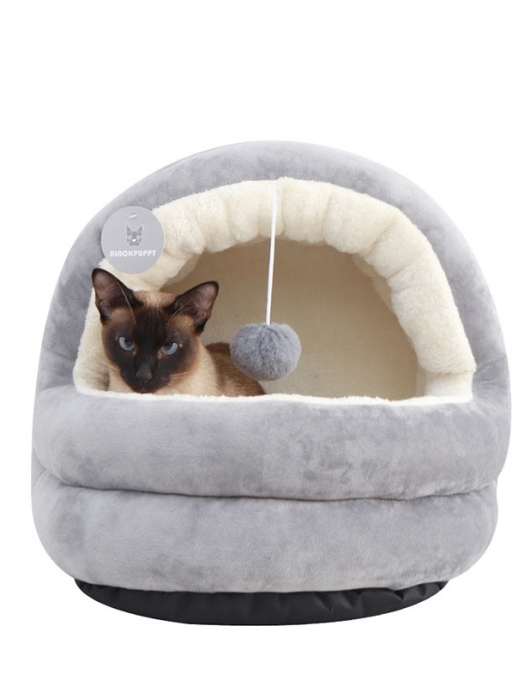 Cartoon cute cat nest Four seasons universal closed cat supplies can be washed cat nest band teasing cat ball pet house