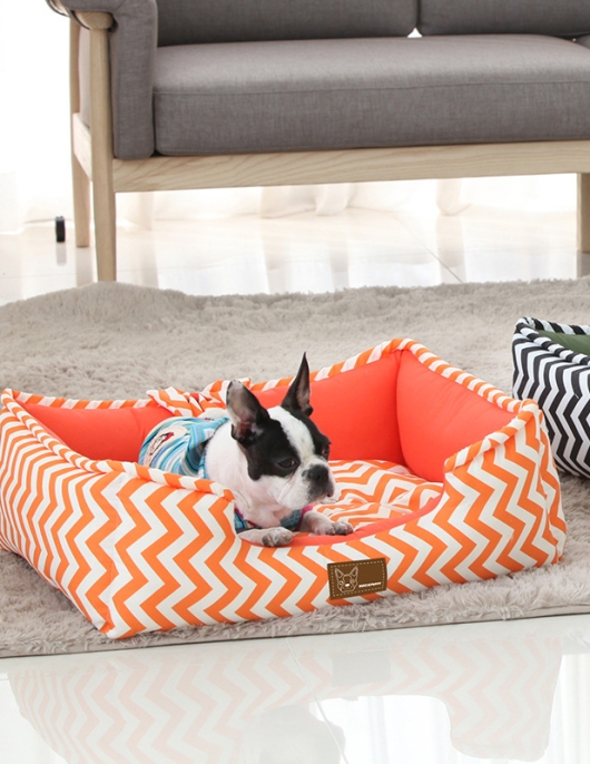 Korean pet nest square -shaped sofa cushion wavy canvas soft cushion four seasons universal big pet nest