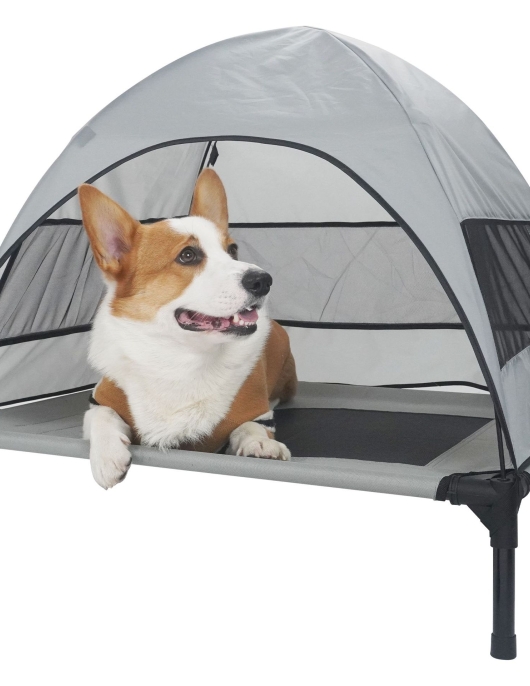 Outdoor Elevated Pet Dog Military Military Bed with a ceiling dog bed away from the ground to moisture spring and summer tent dog bed