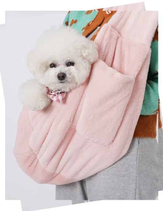 Plush pet bags with portable shoulder hand -to -shoulder handiches for pets to get out of pet handbags, fashion solid color pet bags