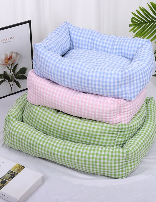 Three -color cotton -woven grid cloth pet cushion pet nest Four seasons can be used for dog nest cat nests