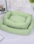 Three -color cotton -woven grid cloth pet cushion pet nest Four seasons can be used for dog nest cat nests