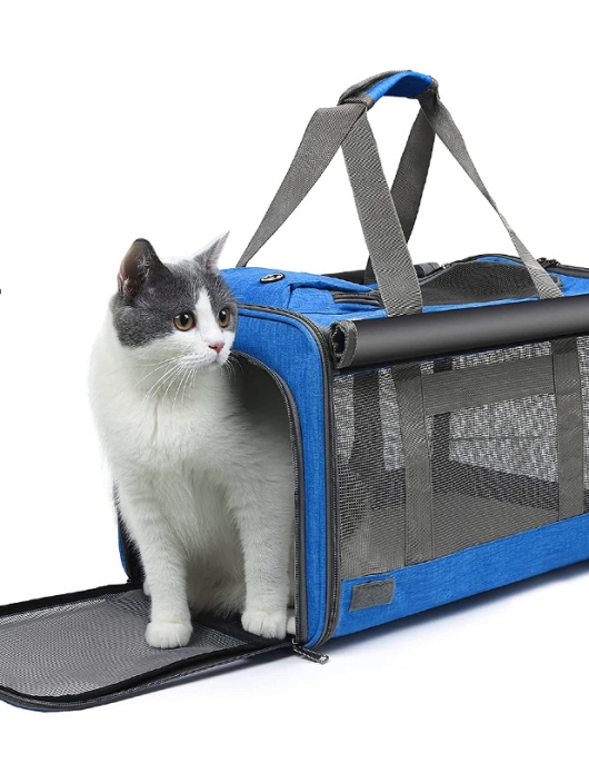 Dog bag out of portable crossbody pet bags breathable and folded large -capacity hand cat bag with roller curtain cat cage