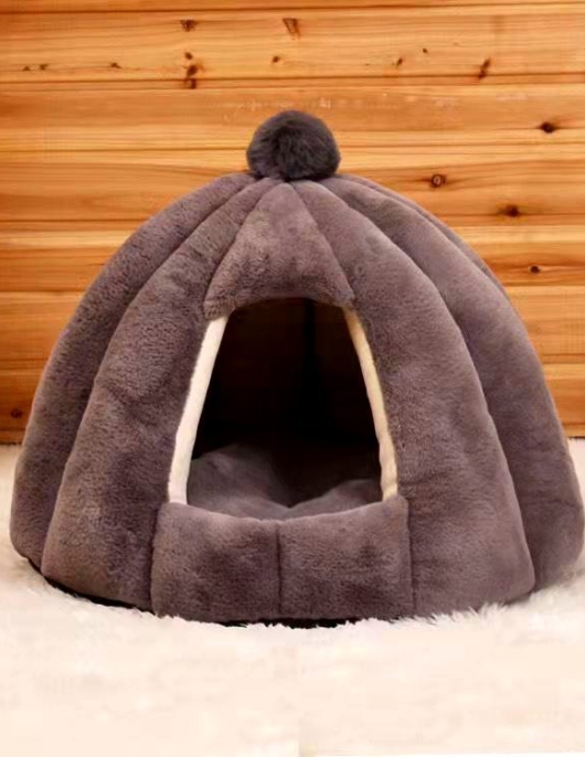 Deep Sleeping round lensomotine semi -closed cat nest velvet autumn and winter nest pad pet nest small and medium -sized dog