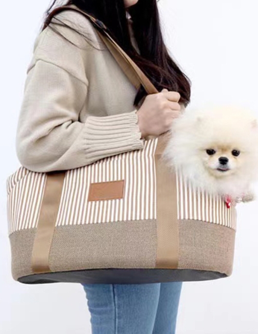 Straight pet bags, portable shoulder -handed lifting, cats, dog handbags, fashion striped pet bags