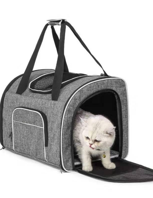 Pet bag multifunctional canvas shoulder backpack air -breathable dog bag out to portrayed cat bag