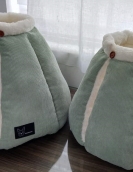 Straight -hair pet nest semi -closed warm cat and dog nest in winter plus velvet comfortable rest Sleep pet nest